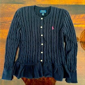 Polo Ralph Lauren girls peplum ruffle cardigan size M 8-10